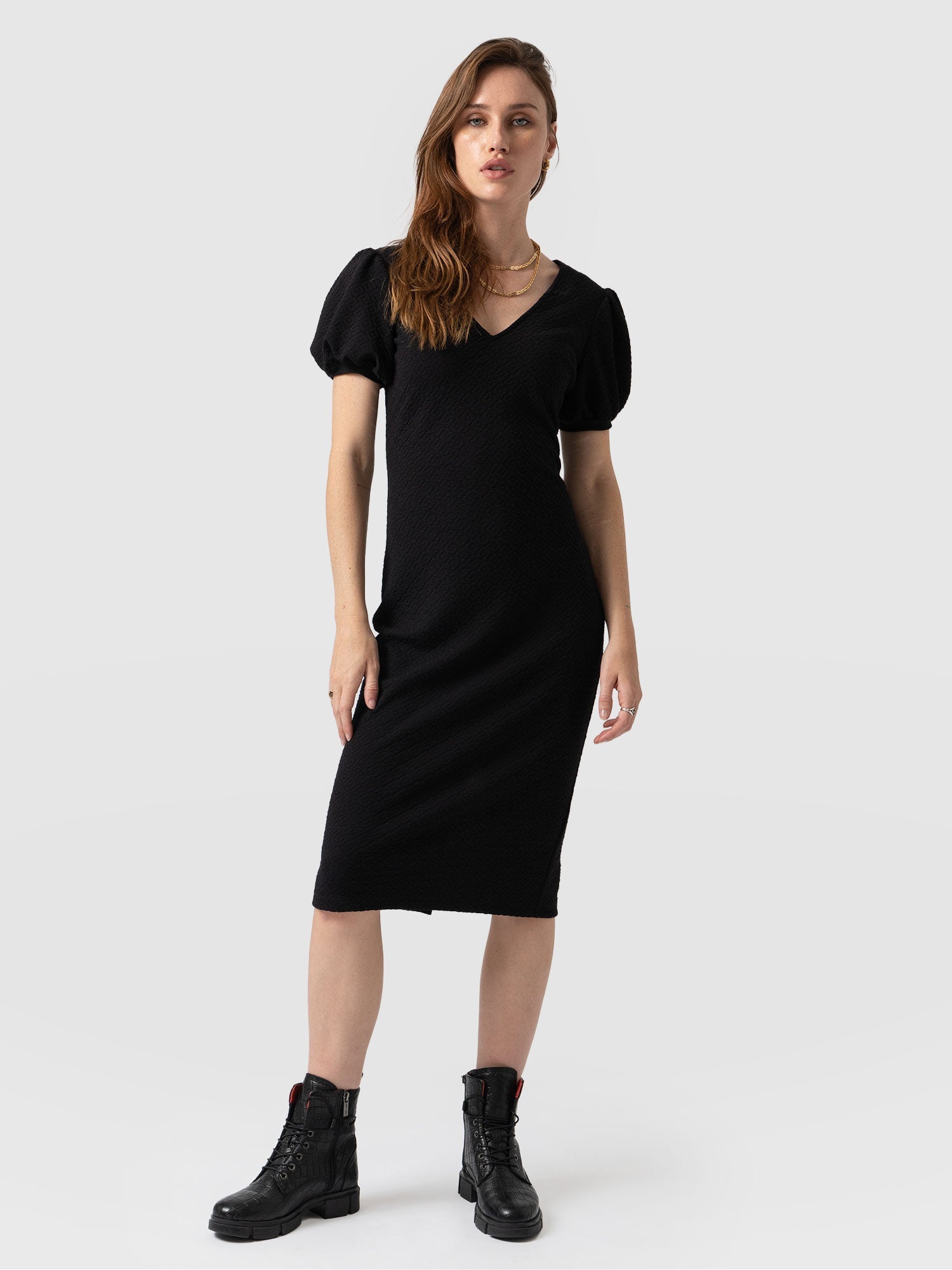 Cavendish Dress Puff Sleeve Black Diamond - Women's Dresses | Saint + Sofia® EU